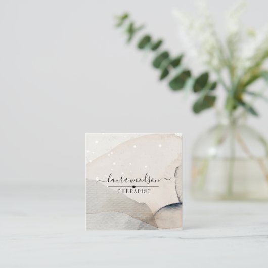 抽象芸術自然カラー形状セラピスト スクエア名刺 (スタンド正面)