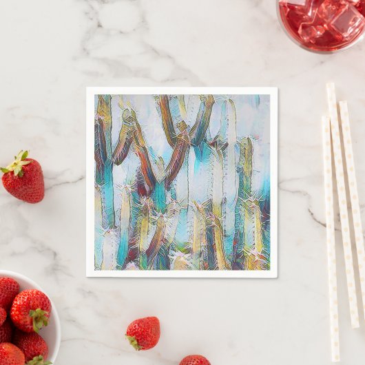 抽象芸術自然サボテンinアクアブルースデクページ スタンダードカクテルナプキン (インサイチュ)