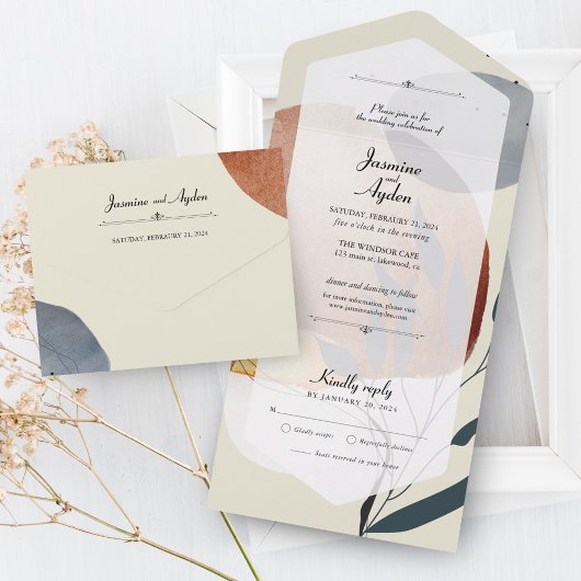 抽象芸術自然サンライズ オールインワン招待状