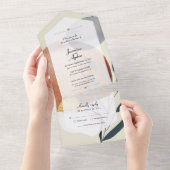 抽象芸術自然サンライズ オールインワン招待状 (貼ってはがせる)