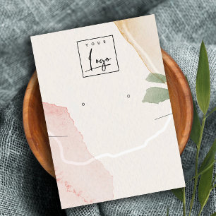 抽象芸術自然ピンクのネックレスのイヤリングロゴの表示 名刺