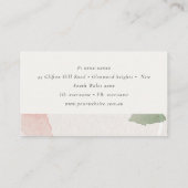 抽象芸術自然ピンクグリーン赤面水彩 名刺 (裏面)