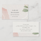 抽象芸術自然ピンクグリーン赤面水彩 名刺 (正面/裏面)