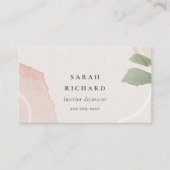 抽象芸術自然ピンクグリーン赤面水彩 名刺 (正面)