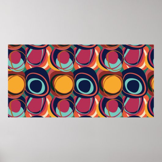 抽象芸術自然型枠シームレスパターンと円 ポスター (正面)