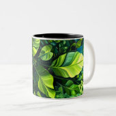 抽象芸術自然植物油彩画グラフィックアート ツートーンマグカップ (正面右)