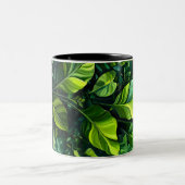 抽象芸術自然植物油彩画グラフィックアート ツートーンマグカップ (中央)