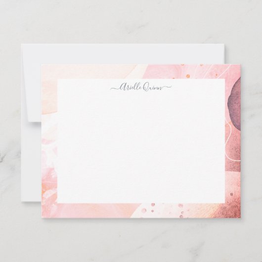 抽象芸術自然水の色縁どはパーソナライズされたない ノートカード (正面)