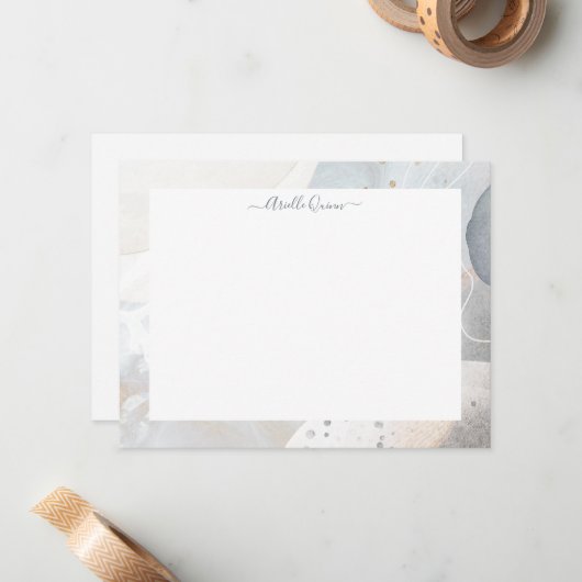 抽象芸術自然水の色縁どはパーソナライズされたない ノートカード (正面/裏面インサイチュ)