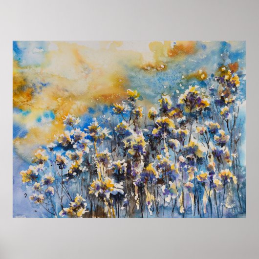 抽象芸術自然背景(フローラモチーフ) ポスター (正面)