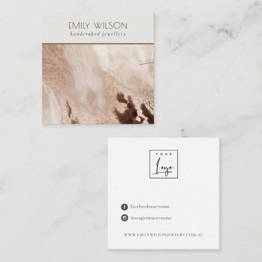 抽象芸術自然金ゴールドテクスチャネックレスバンド表示 スクエア名刺 (正面/裏面)