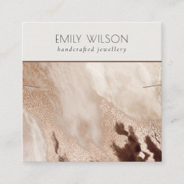 抽象芸術自然金ゴールドテクスチャネックレスバンド表示 スクエア名刺