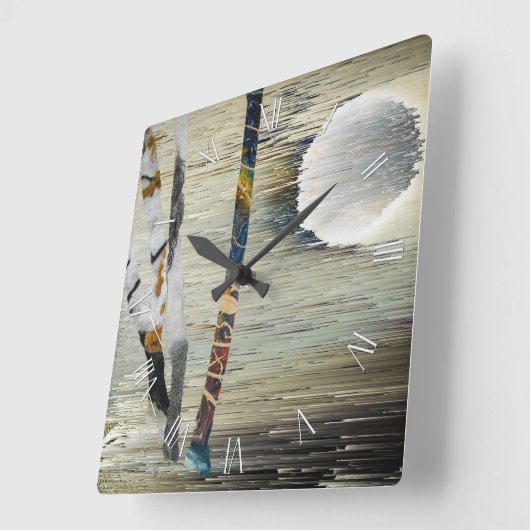 抽象芸術自然 スクエア壁時計 (傾斜)