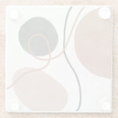 抽象芸術自由形状 – 茶色と黒 ガラスコースター (裏面)