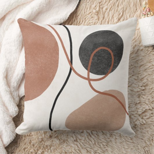 抽象芸術自由形状 – 茶色と黒 クッション (ブランケット)