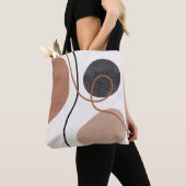 抽象芸術自由形状 – 茶色と黒 トートバッグ (クローズアップ)