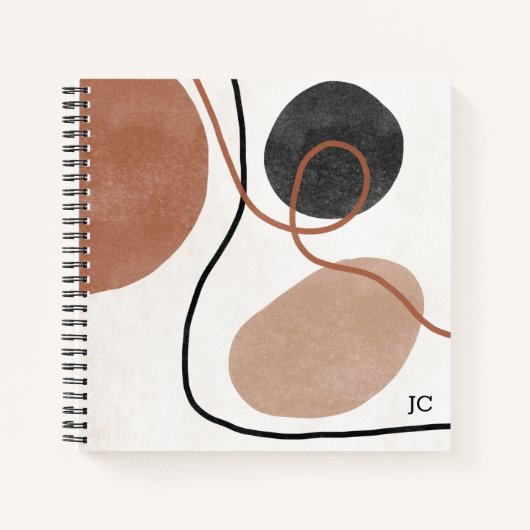抽象芸術自由形状 – 茶色と黒 ノートブック (正面)