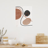 抽象芸術自由形状 – 茶色と黒 ポスター (キッチン)