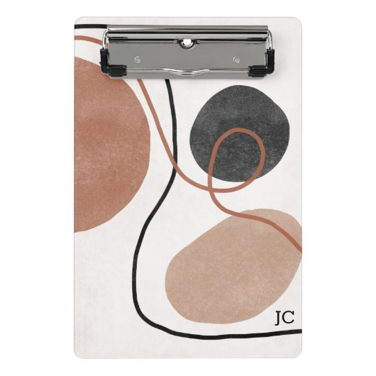 抽象芸術自由形状 – 茶色と黒 ミニクリップボード (正面)