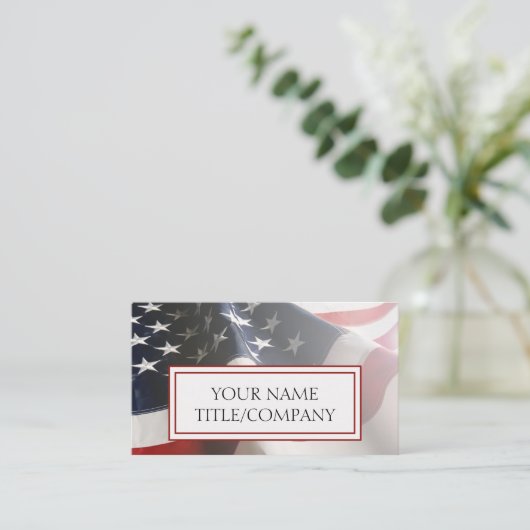 抽象芸術色あせたアメリカ国旗の会社名 名刺 (スタンド正面)
