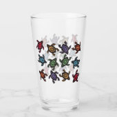 抽象芸術色のウミガメの群れ タンブラーグラス (裏面)