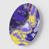 抽象芸術色の猫 ラージ壁時計 (傾斜)