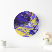 抽象芸術色の猫 ラージ壁時計 (ホーム)