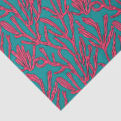 抽象芸術色はっきりしたピンクとティール（緑がかった色）パターン 薄葉紙 (詳細)