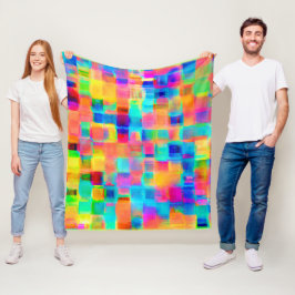 抽象芸術色グリッド フリースブランケット