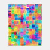 抽象芸術色グリッド フリースブランケット (正面)