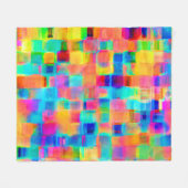 抽象芸術色グリッド フリースブランケット (正面(横))