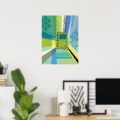 抽象芸術色コラージュ青と緑 ポスター (ホームオフィス)