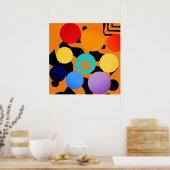 抽象芸術色ドット過負荷 ポスター (キッチン)