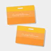 抽象芸術色ブロックストライプオレンジパーソナライズされた色 バッジ (表裏)