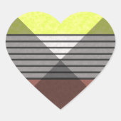 抽象芸術色モダン茶色イエローレモンホワイトbl ハートシール (正面)