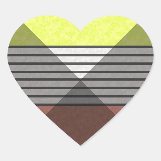 抽象芸術色モダン茶色イエローレモンホワイトbl ハートシール (正面)