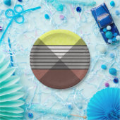 抽象芸術色モダン茶色イエローレモンホワイトbl ペーパープレート (パーティー)