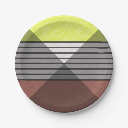 抽象芸術色モダン茶色イエローレモンホワイトbl ペーパープレート (正面)