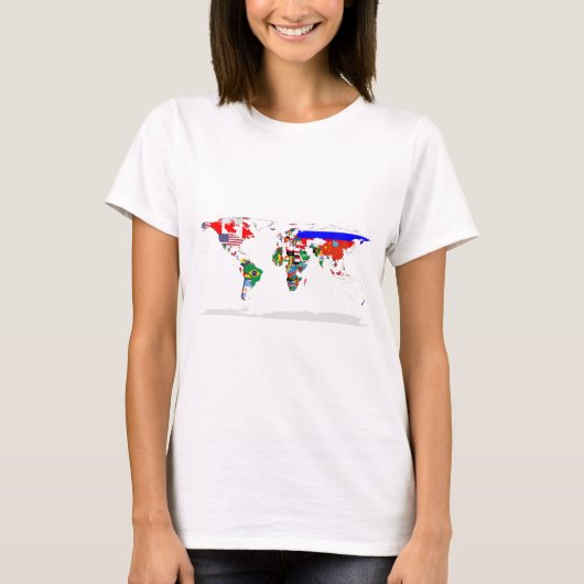 抽象芸術色付きワールドマップ Tシャツ (正面)