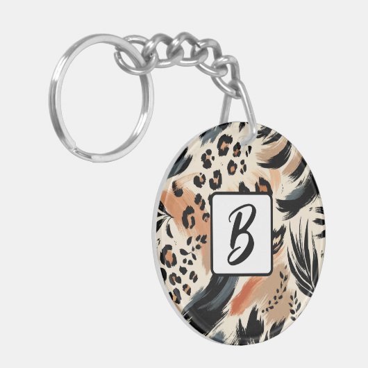 抽象芸術色彩の鮮やかエキゾチックアニマルプリントヒョウ キーホルダー (正面左)