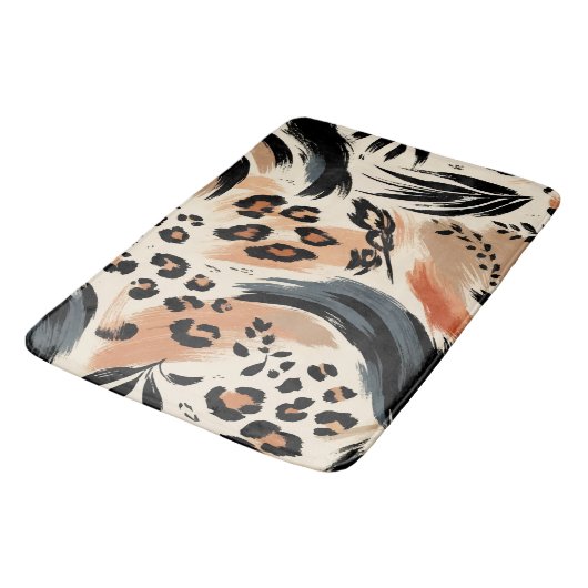 抽象芸術色彩の鮮やかエキゾチックアニマルプリントヒョウ バスマット (アングル)