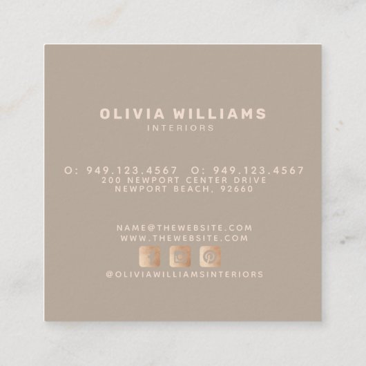 抽象芸術色彩の鮮やかグアッシュグリーン赤面ソーシャルメディア スクエア名刺 (裏面)