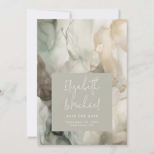 抽象芸術色彩の鮮やかモダンセージグ結婚リーン セーブザデート (正面)