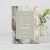 抽象芸術色彩の鮮やかモダンセージグ結婚リーン 招待状 (スタンド正面)