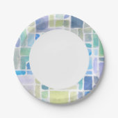 抽象芸術色彩の鮮やか水色の背景。 ペーパープレート (正面)