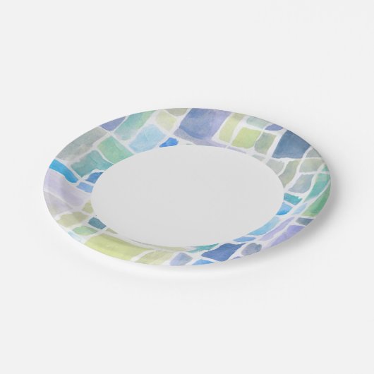 抽象芸術色彩の鮮やか水色の背景。 ペーパープレート (アングル)