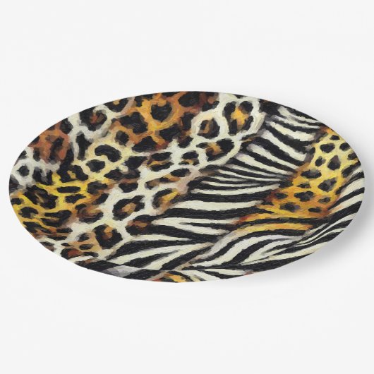 抽象芸術色彩の鮮やか混合野生アニマルプリント ペーパープレート (アングル)