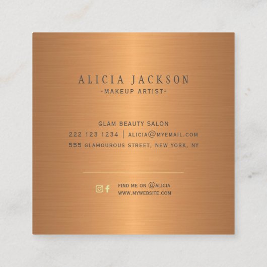 抽象芸術色彩の鮮やか金ゴールド黒モノグラムの スクエア名刺 (裏面)