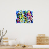 抽象芸術色渦 ポスター (キッチン)