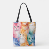 抽象芸術色猫顔 トートバッグ (裏面)